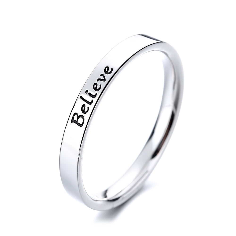 Sterling Silver 'Believe' Band Ring
