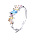 Sterling Silver and Pastel Multi-Cut Ring With crystals