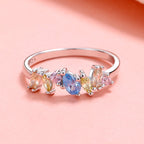 Sterling Silver and Pastel Multi-Cut Ring With crystals