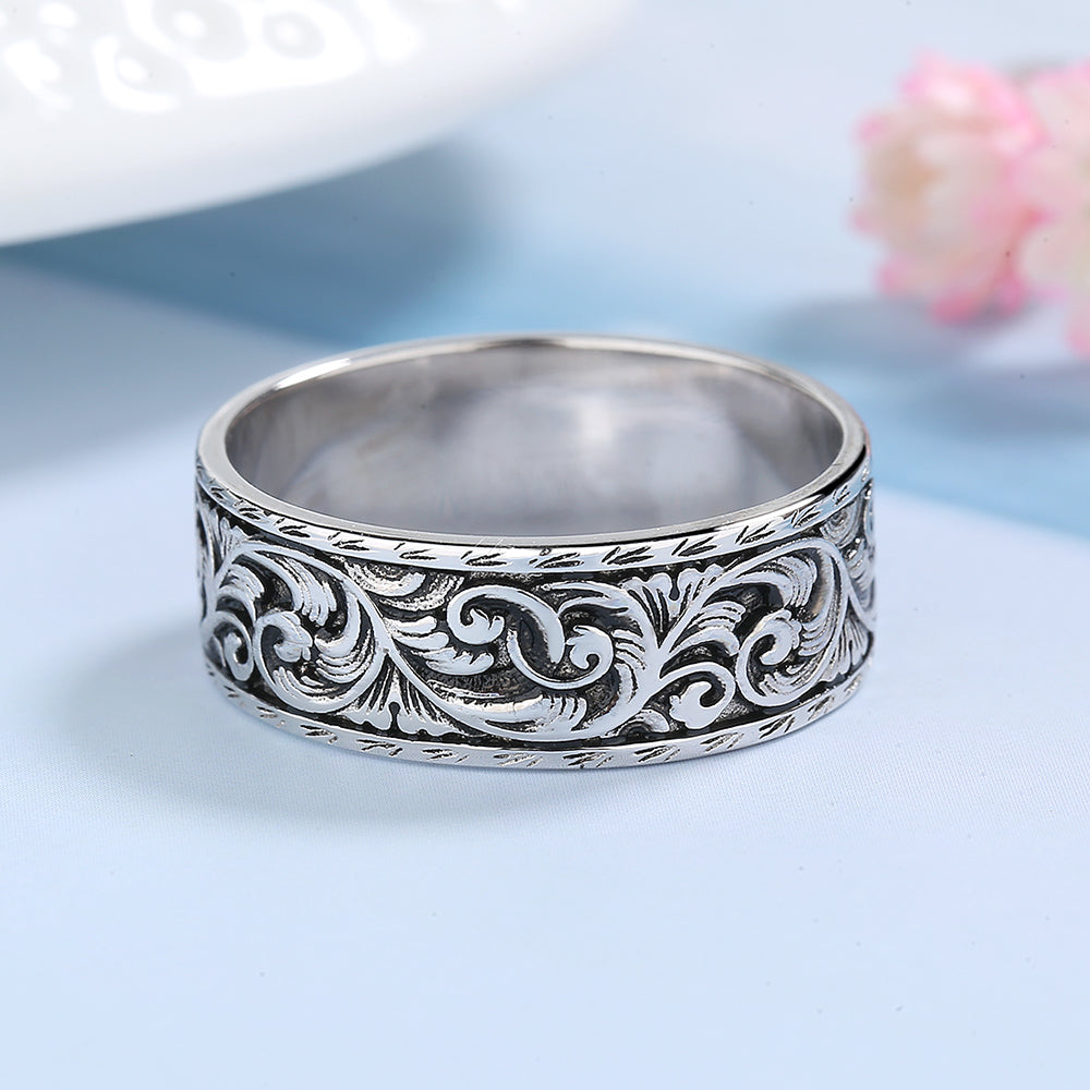 Sterling Silver Artisan Wild Floral Band Ring