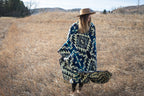 Andean Alpaca Wool Blanket - Blue Chakana