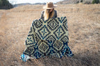 Andean Alpaca Wool Blanket - Blue Chakana