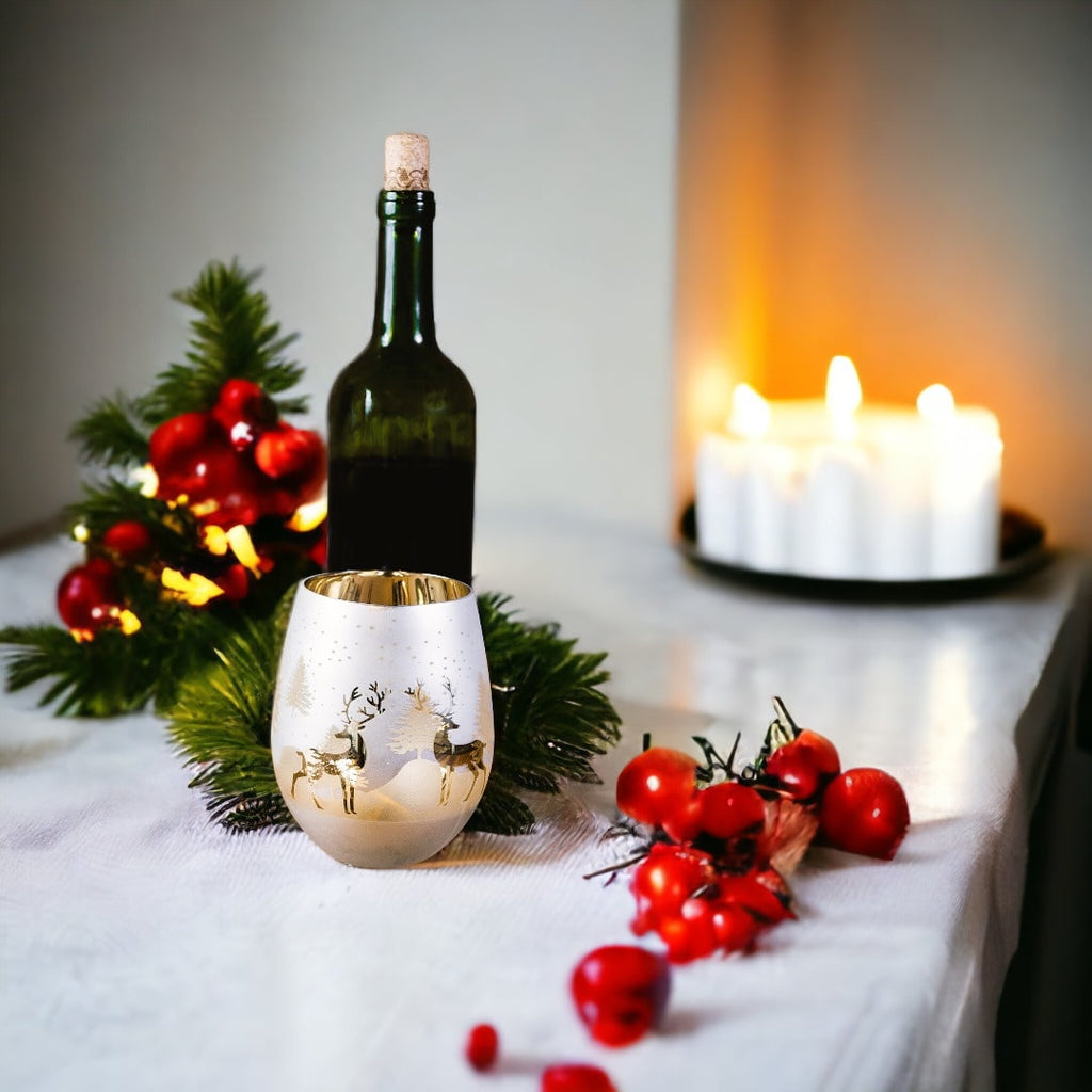 Gold & Silver Deer Stemless Wine Glasses