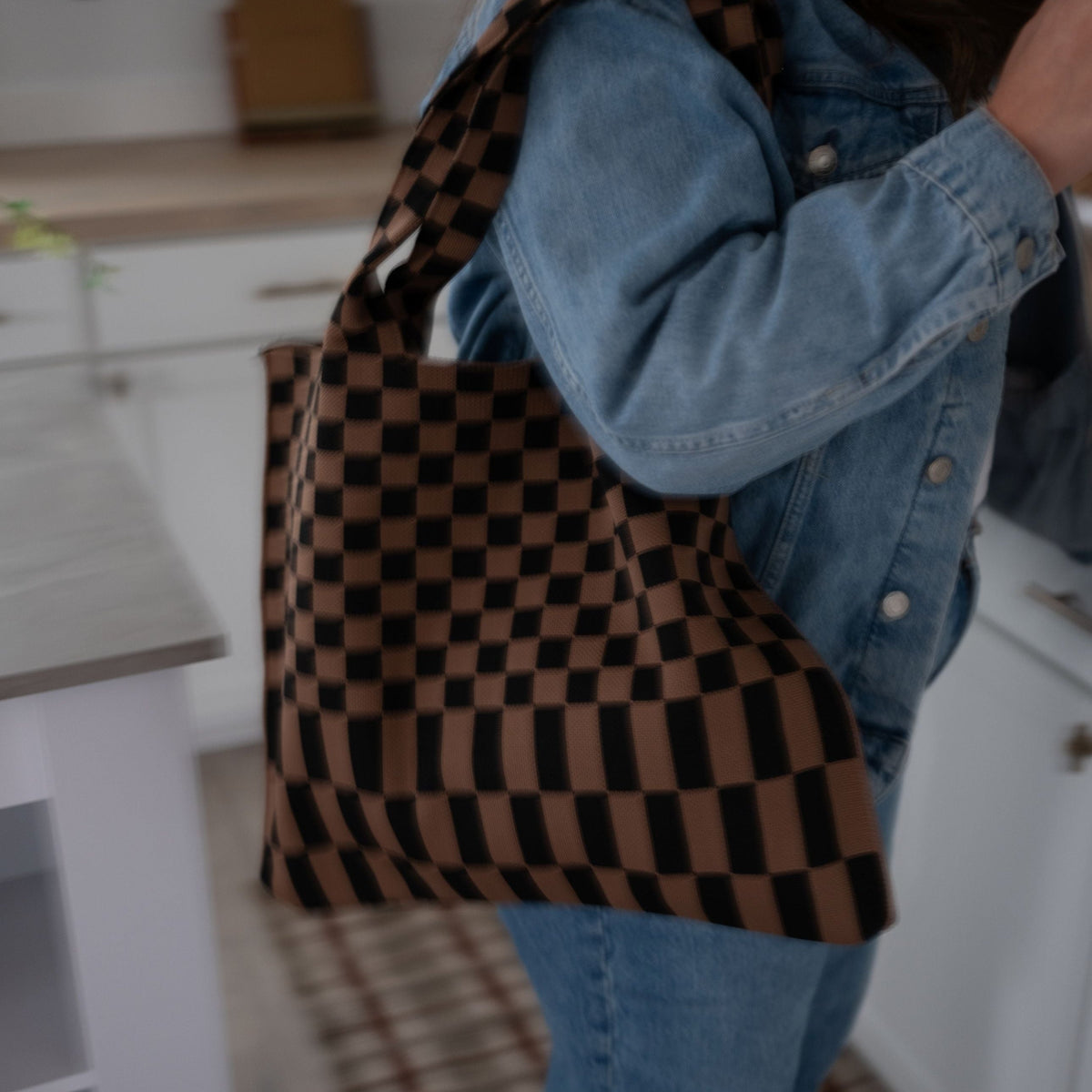 Classic Checkered Skinny Tote