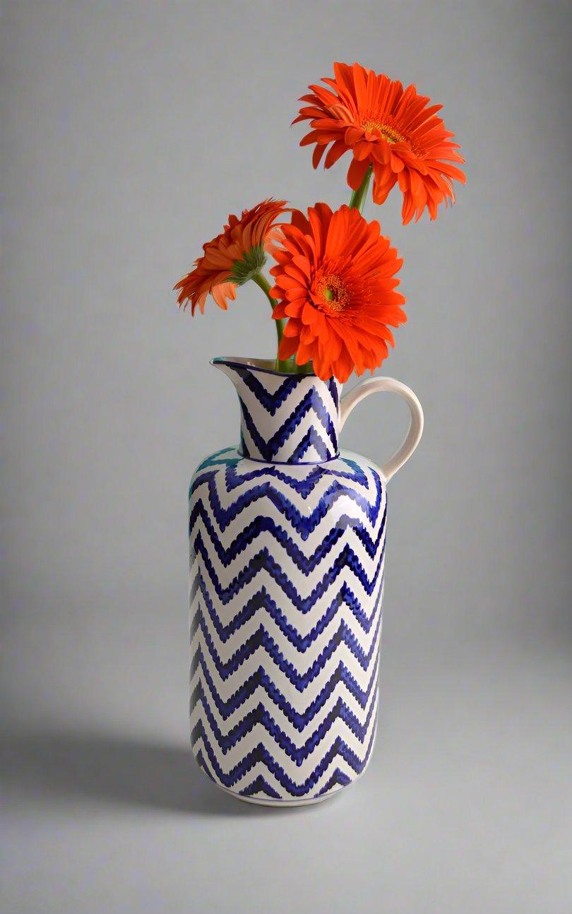Blue Garden Chevron Pitcher - Che Cose Belle