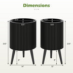 Fluted Metal Planter Pots with Stand Set of 2