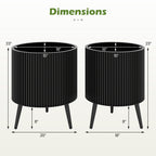Fluted Metal Planter Pots with Stand Set of 2