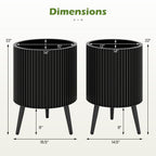 Fluted Metal Planter Pots with Stand Set of 2