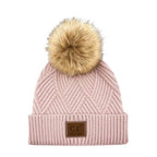 C.C Women's Heather Beanie Hat With Pom And Suede Patch