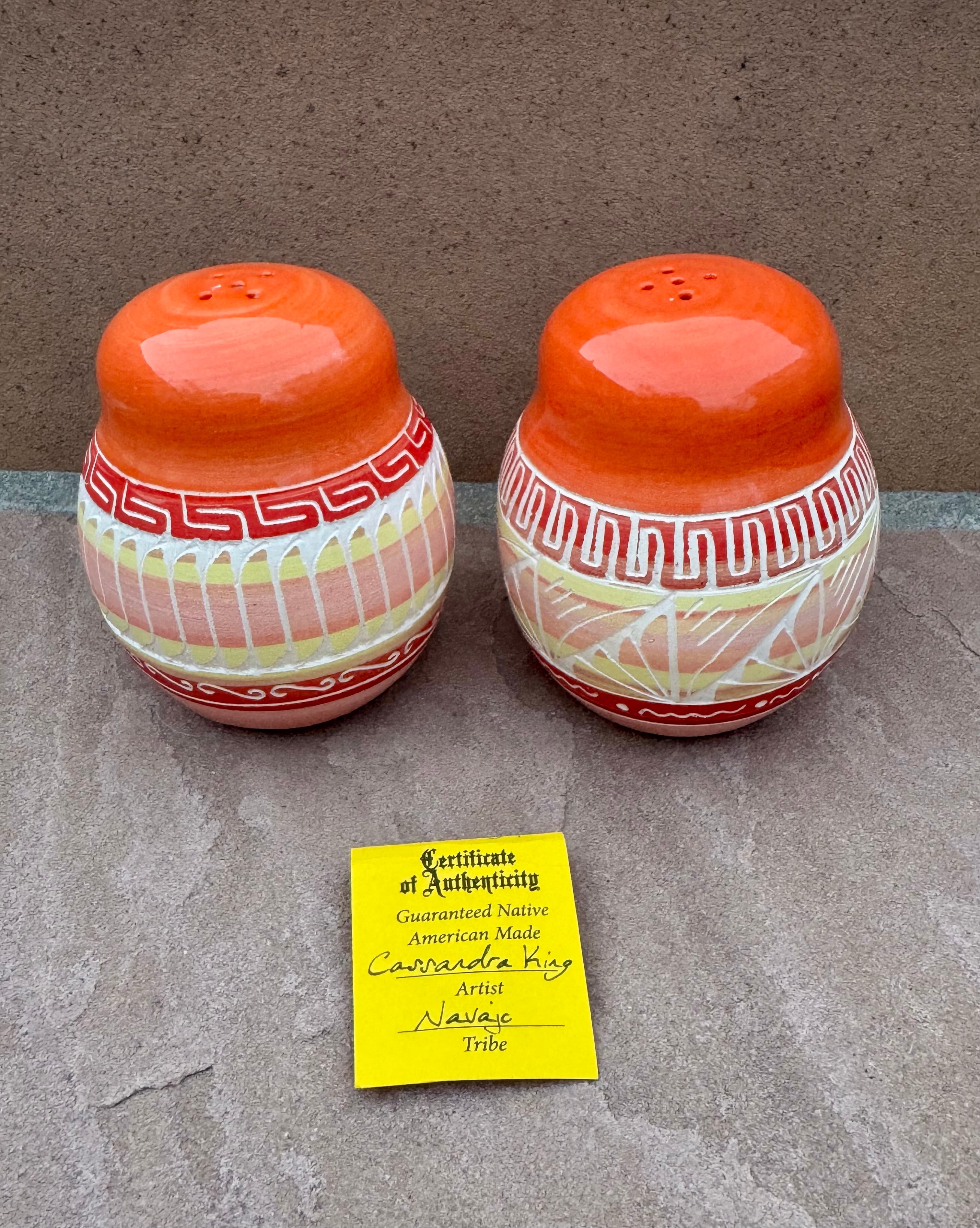 Handcrafted Orange Salt & Pepper Shakers “Cassandra King”