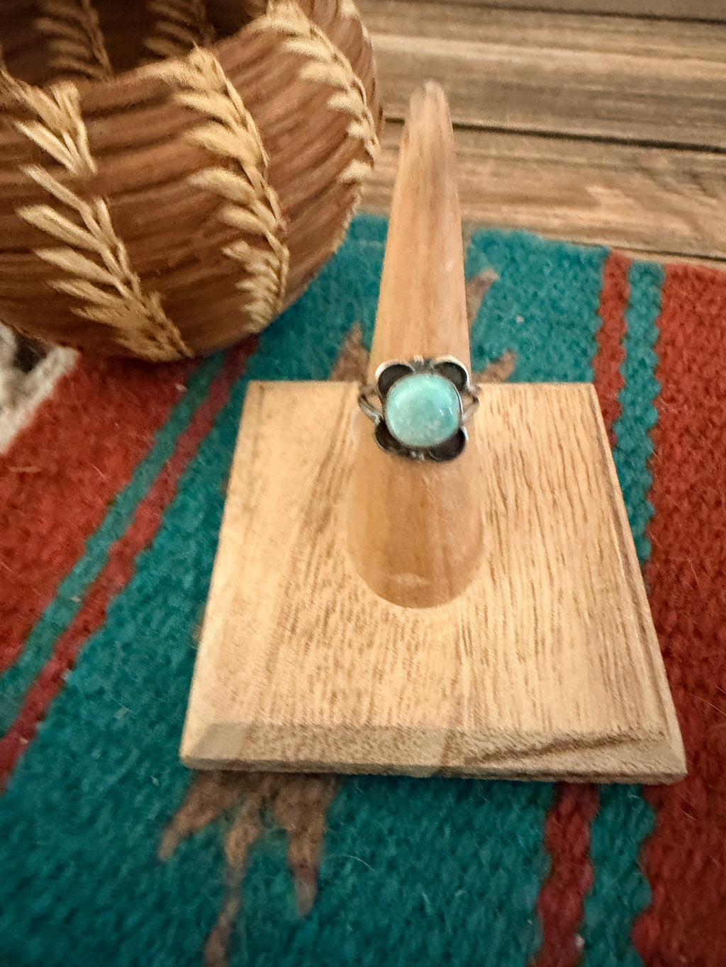 Handcrafted Golden Hills Turquoise & Sterling Silver Ring Size 6.5