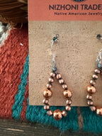 Handcrafted Copper Beaded Dangle Hoop Earrings