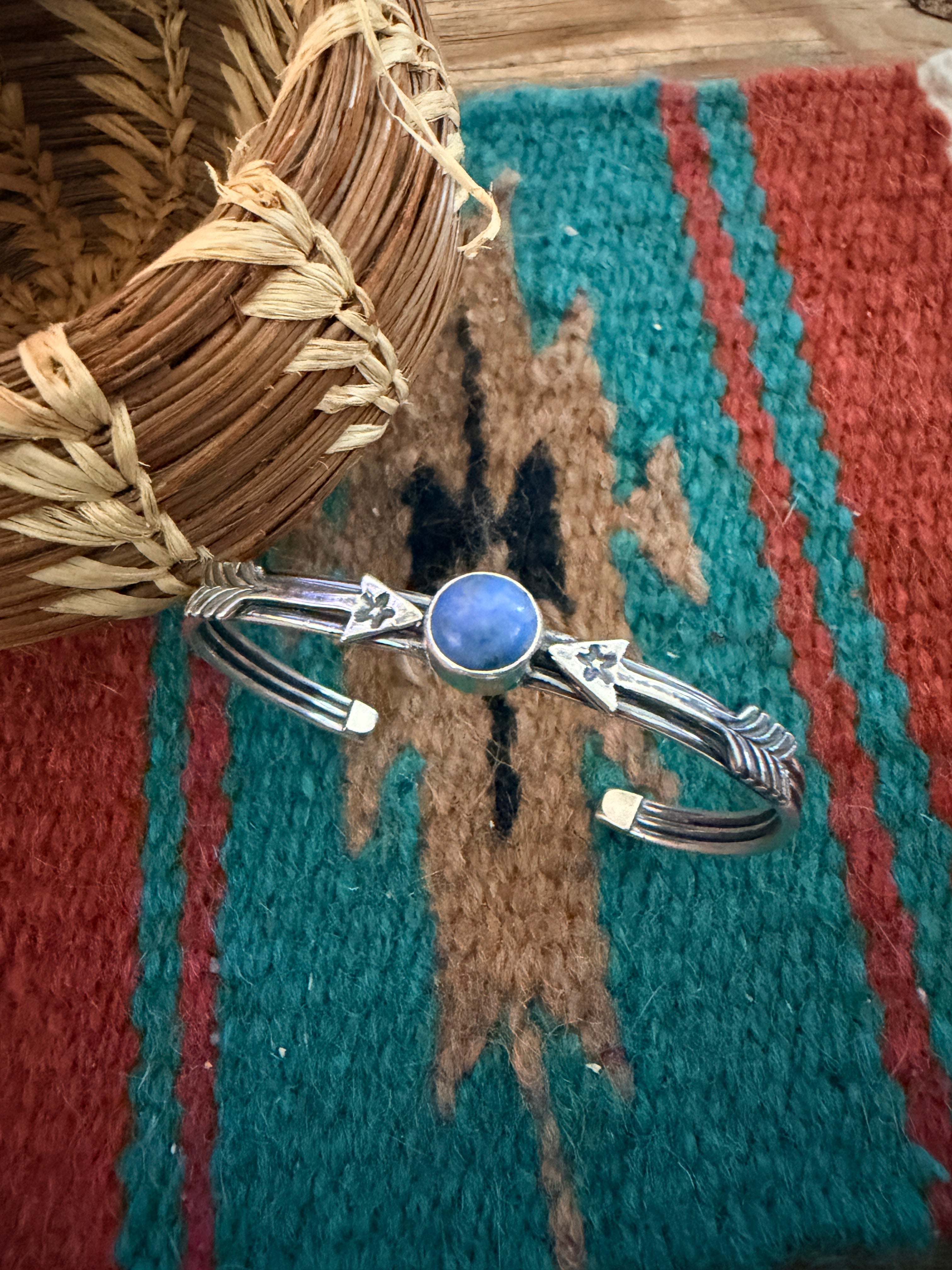 Handcrafted Sterling Silver & Lapis Arrow Cuff Bracelet