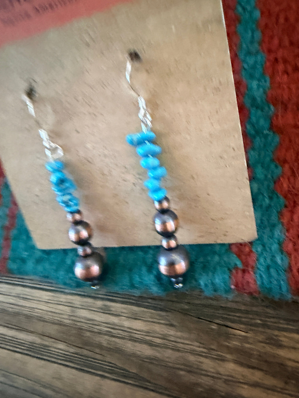 Handcrafted Copper & Turquoise Beaded Dangle Earrings