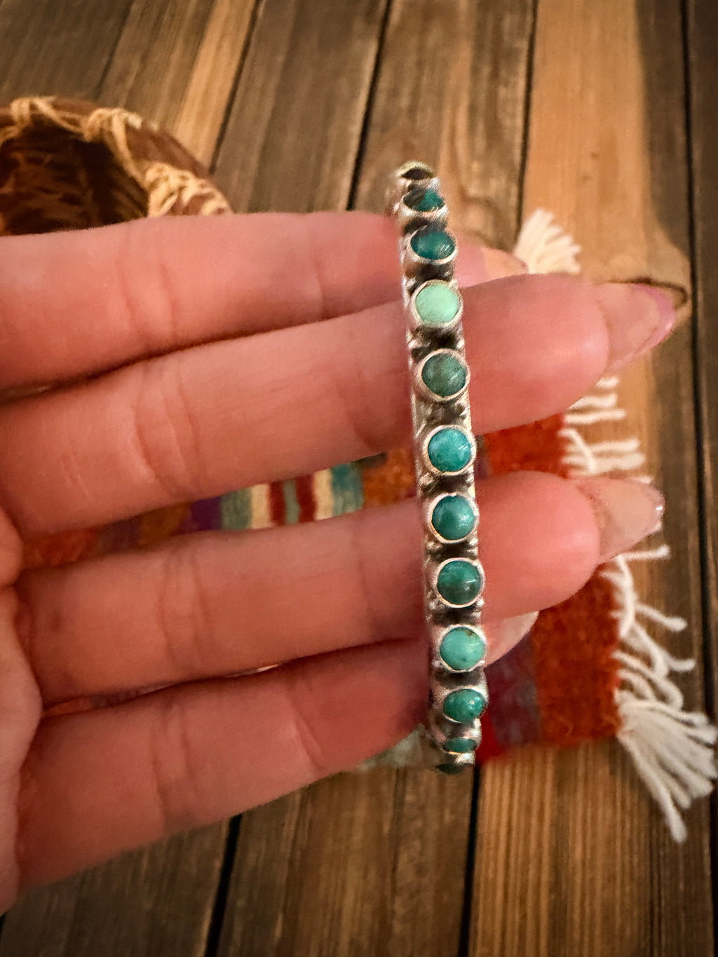 Handcrafted Sterling Silver & Turquoise Cuff Bracelet by Sheila Tso