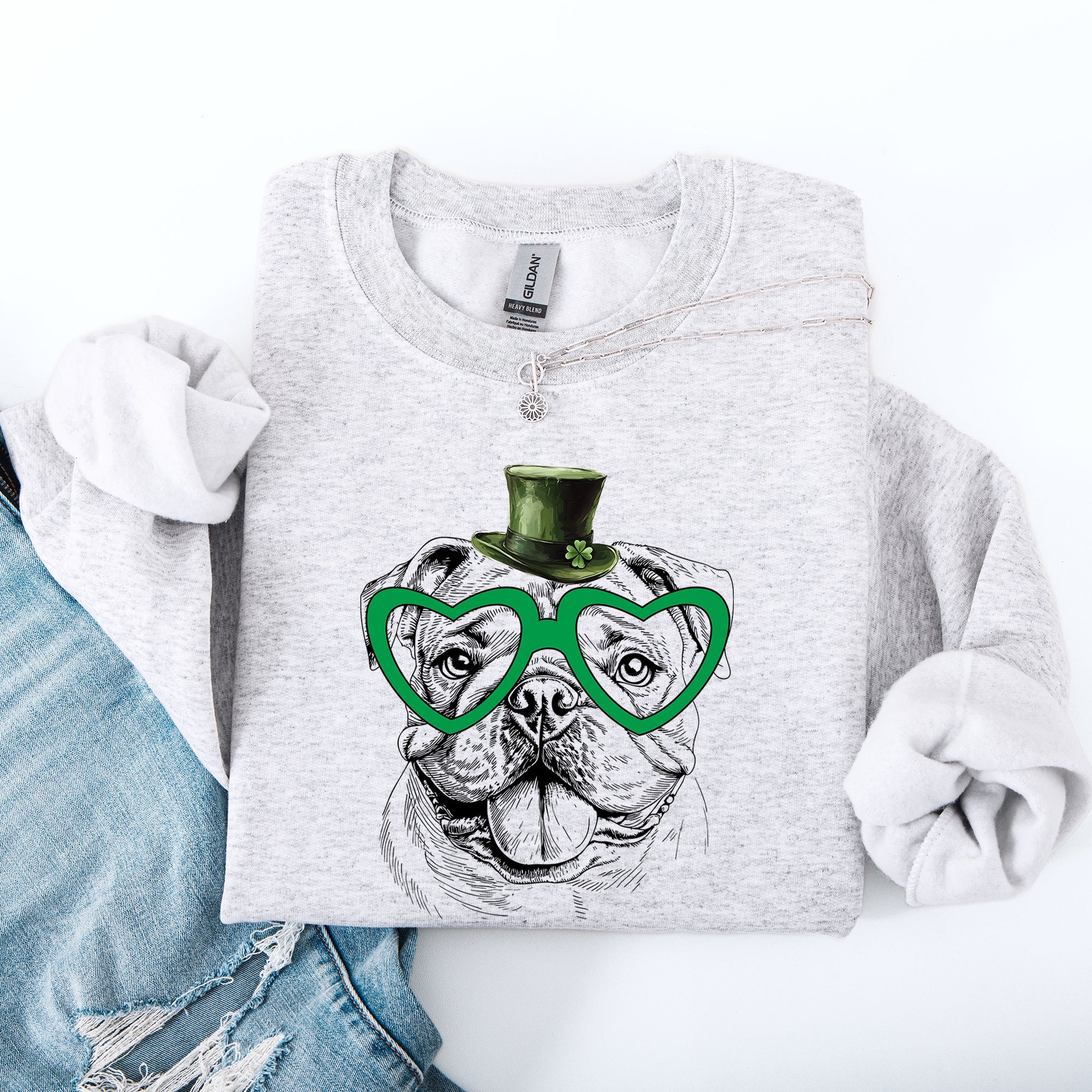 English Bulldog, Adorable Dog, St Patrick's Day, Lucky, Irish Sweatshirt