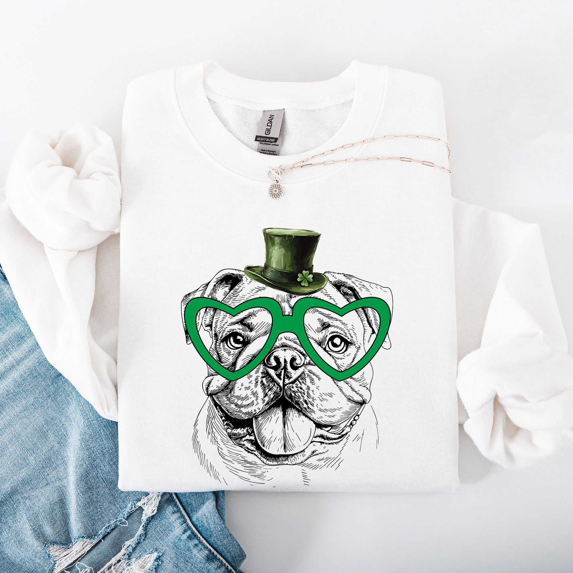 English Bulldog, Adorable Dog, St Patrick's Day, Lucky, Irish Sweatshirt