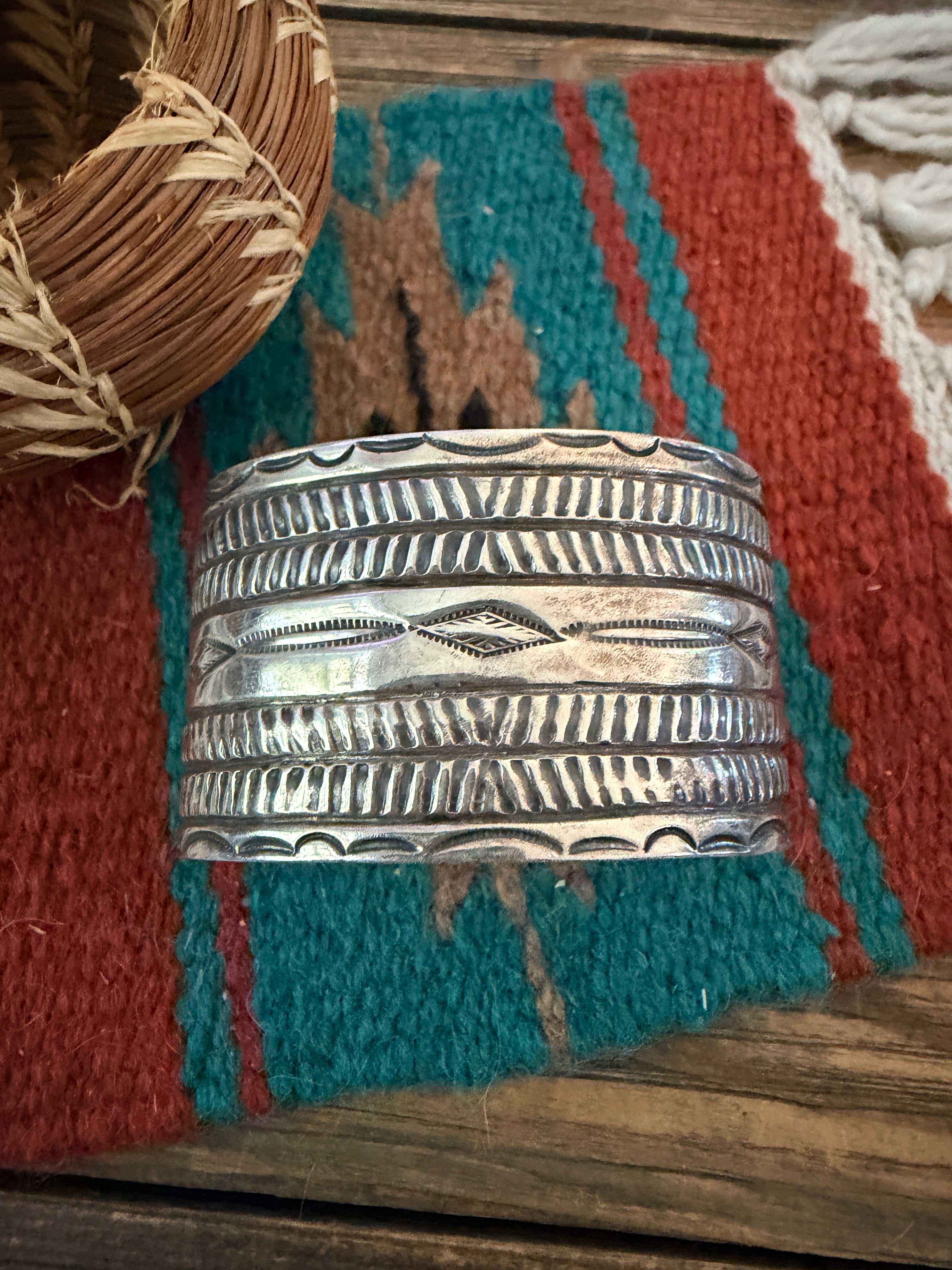 Handcrafted Old Pawn Sterling Silver Cuff Bracelet