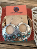 Handmade Sterling Silver & Turquoise Concho Dangle Earrings by Kimari Somers