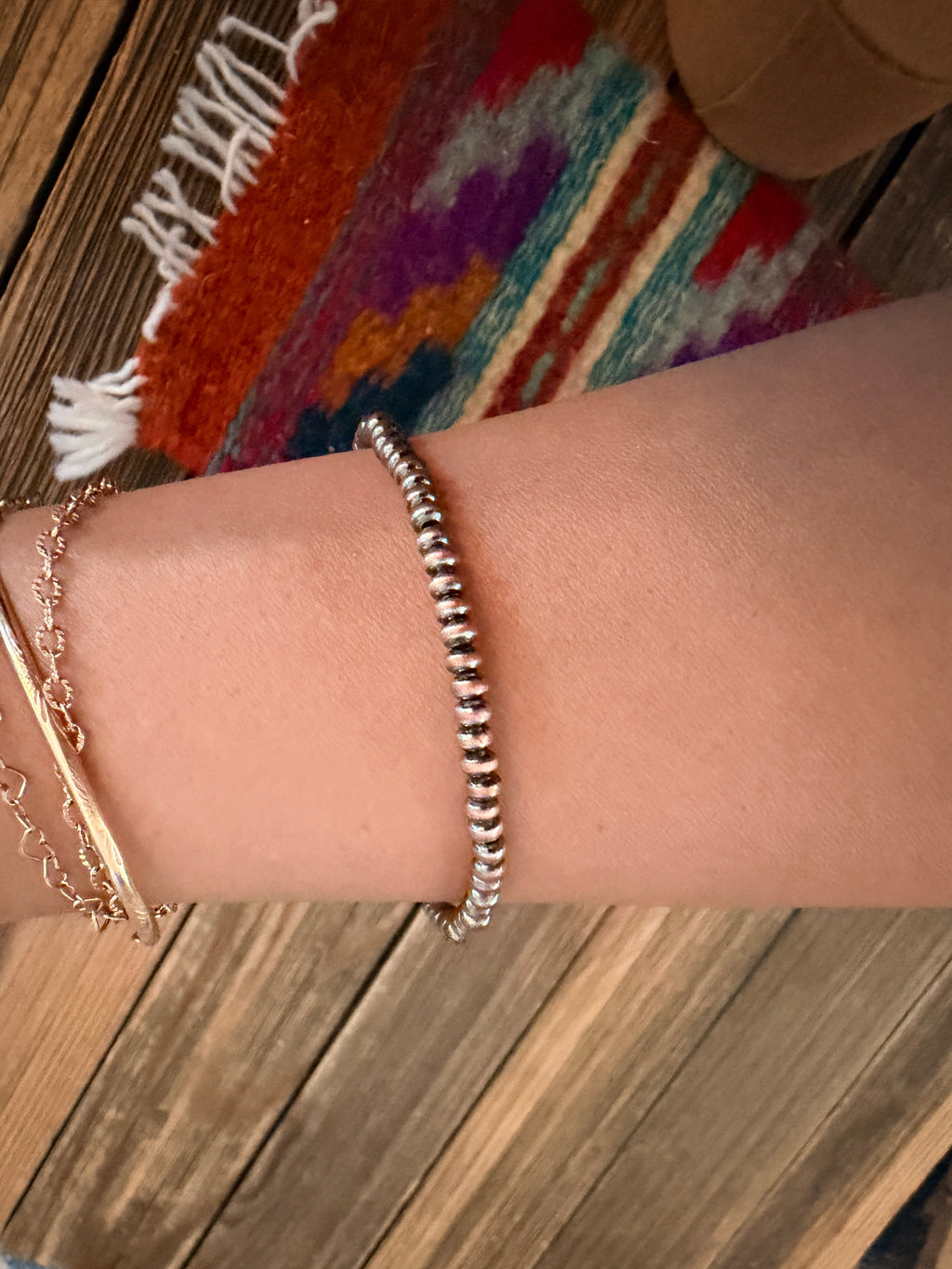 Handcrafted 3mm Copper Beaded Stretch Bracelet