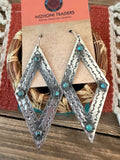 Handmade Sterling Silver & Turquoise Concho Dangle Earrings by Kimari Somers