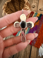 Handcrafted Sterling Silver & Onyx Cross Pendant by Joseph Martinez