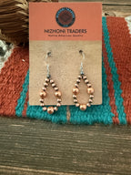Handcrafted Copper Beaded Dangle Hoop Earrings