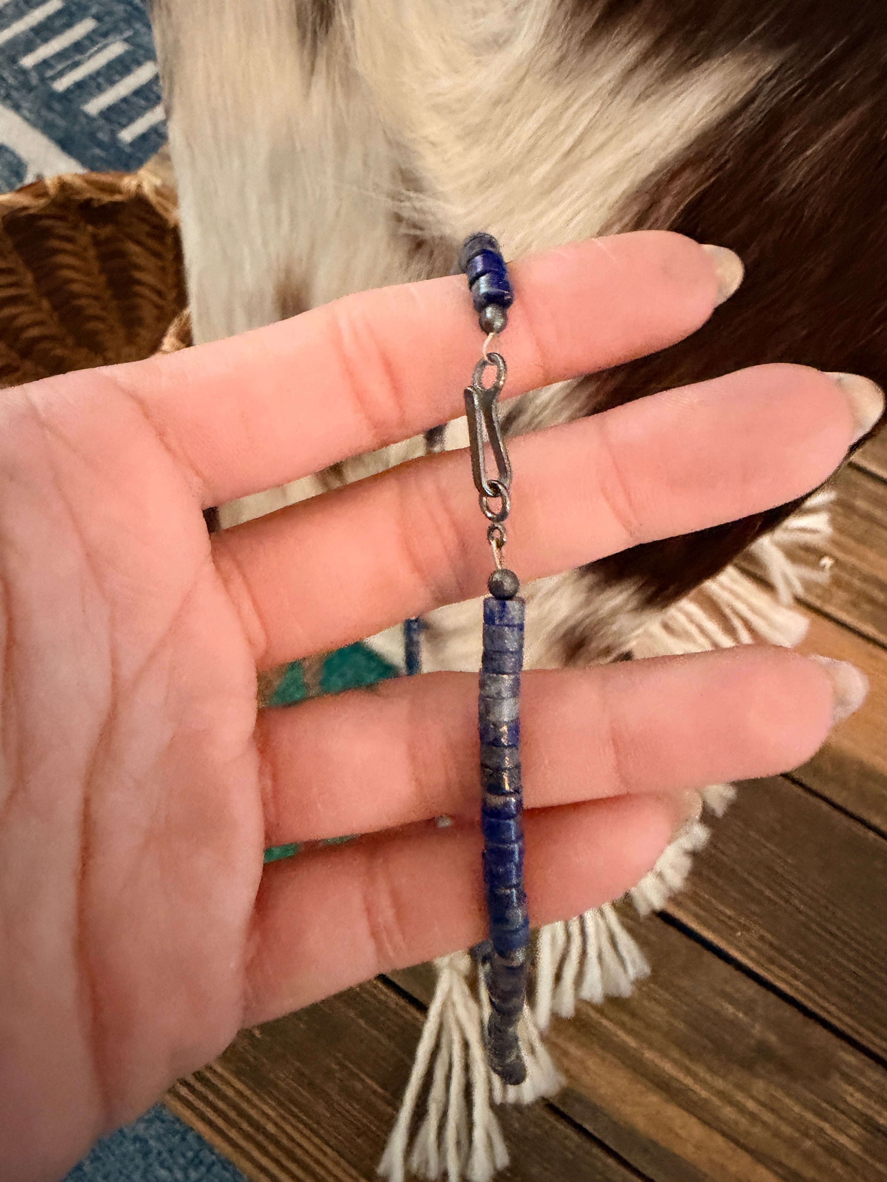 Handcrafted Lapis and Sterling Silver Pearl Beaded Necklace