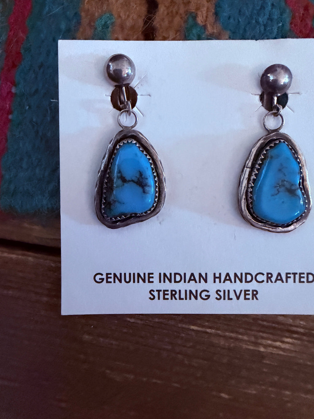 Handcrafted Old Pawn Sterling Silver & Turquoise Dangle Earrings