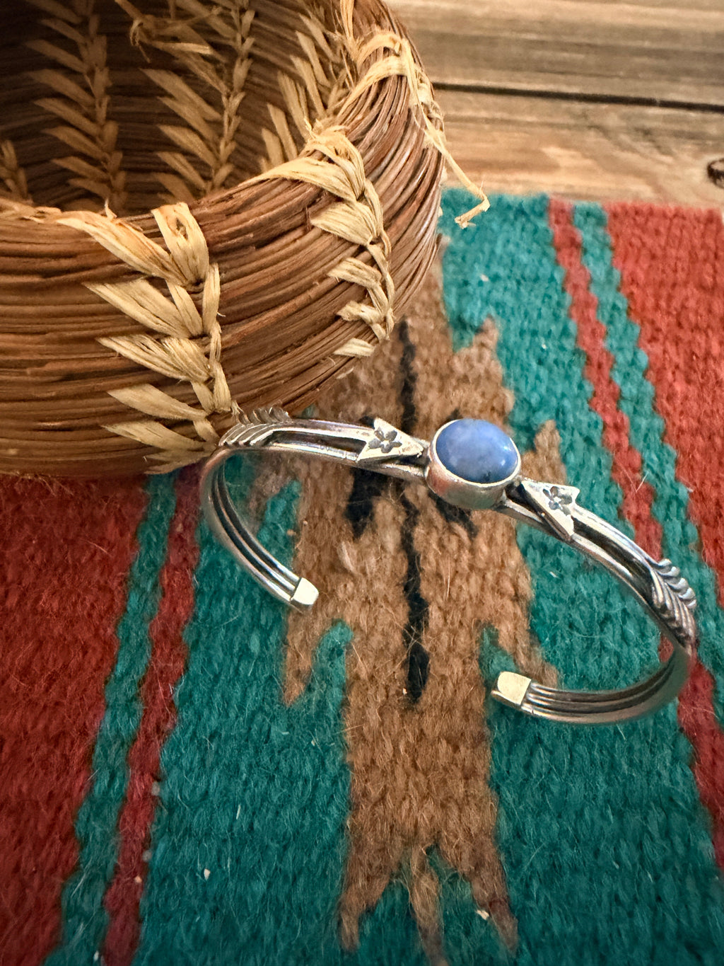 Handcrafted Sterling Silver & Lapis Arrow Cuff Bracelet