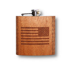 6 oz Wooden Hip Flask  American Flag
