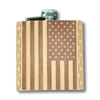 6 oz Wooden Hip Flask  American Flag