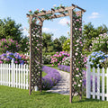 Garden Arch with Gate 85" Tall Wood for Climbing Plants