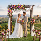 Garden Arch with Gate 85" Tall Wood for Climbing Plants