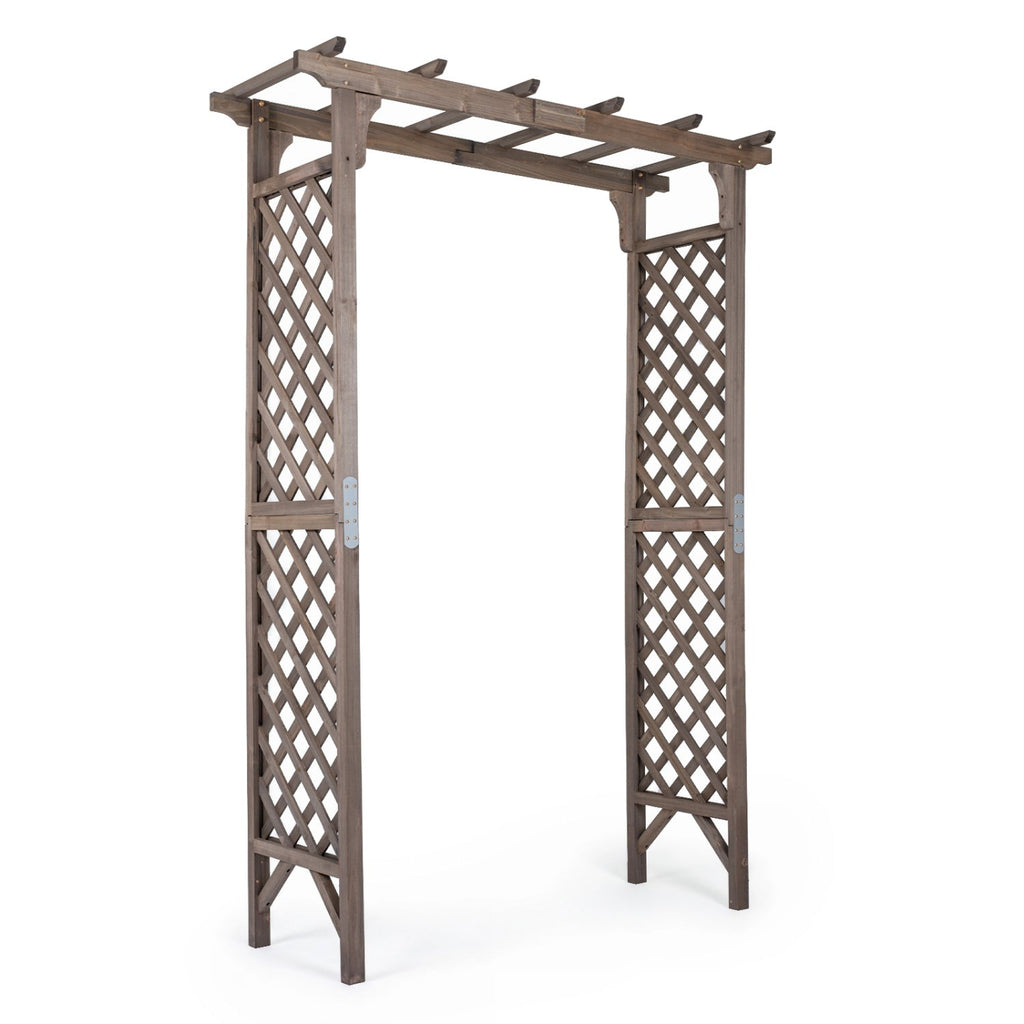 Garden Arch with Gate 85" Tall Wood for Climbing Plants
