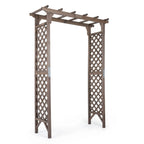 Garden Arch with Gate 85" Tall Wood for Climbing Plants