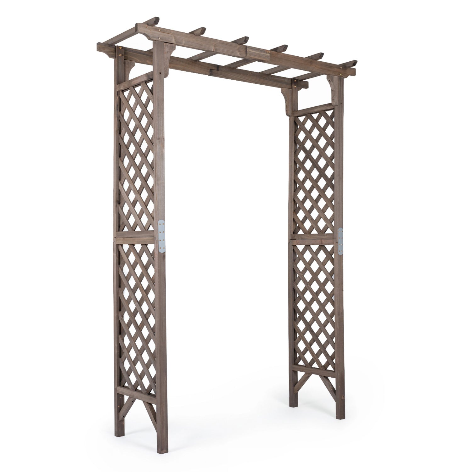 Garden Arch with Gate 85" Tall Wood for Climbing Plants
