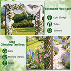 Garden Arch with Gate 85" Tall Wood for Climbing Plants