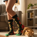 Flowery Leopards | Cat Socks