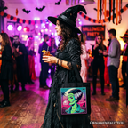 Vaperwave Mrs Frankenstein Retro Neon Horror Tote Bag, Synthwave 80's Styled Classic Halloween Gift Shopper