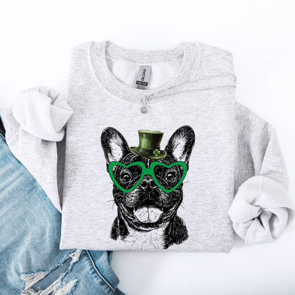 Frenchie, French Bulldog, Adorable Dog, St Patrick's Day, Lucky, Irish Sweatshirt