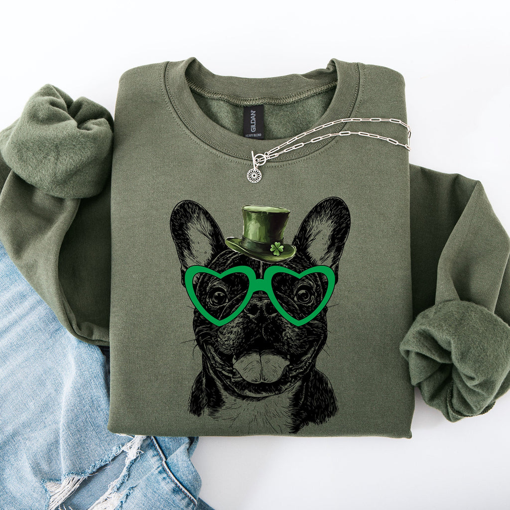 Frenchie, French Bulldog, Adorable Dog, St Patrick's Day, Lucky, Irish Sweatshirt