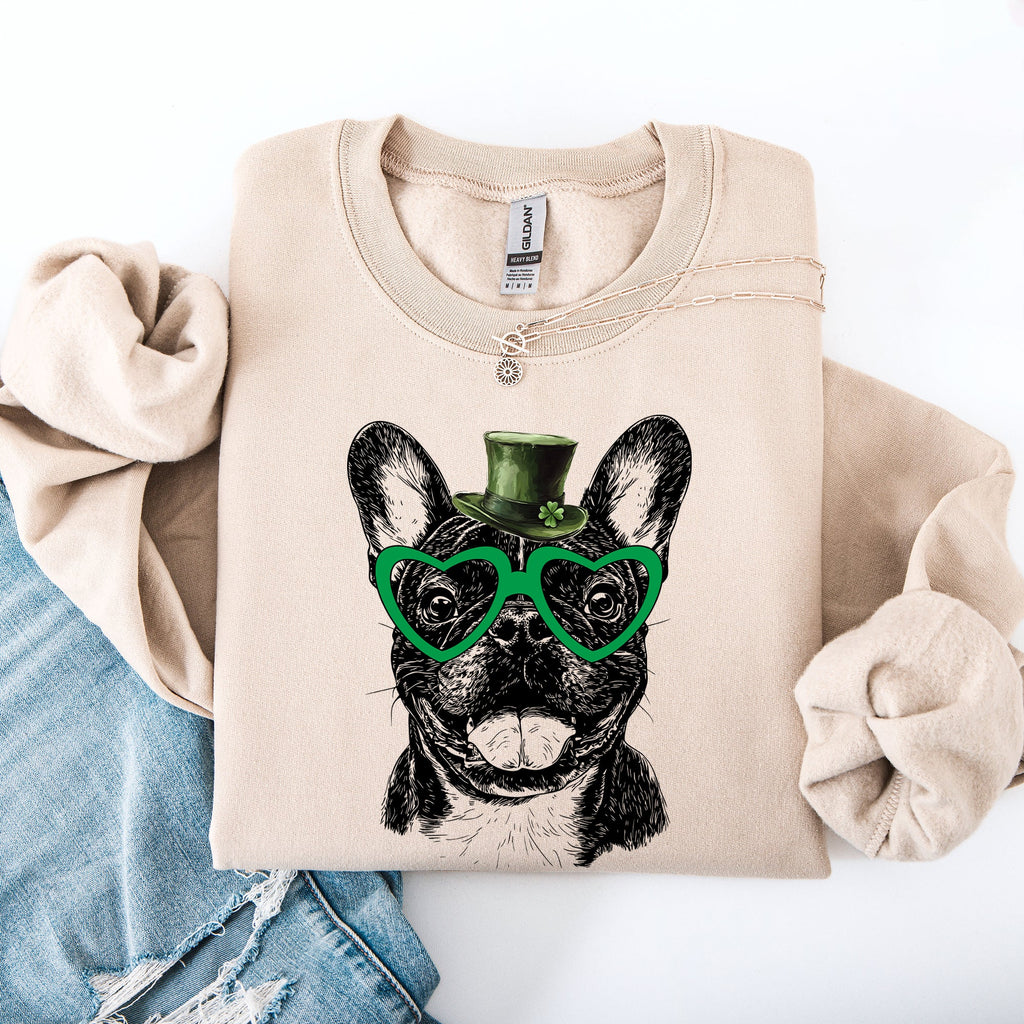 Frenchie, French Bulldog, Adorable Dog, St Patrick's Day, Lucky, Irish Sweatshirt