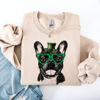 Frenchie, French Bulldog, Adorable Dog, St Patrick's Day, Lucky, Irish Sweatshirt