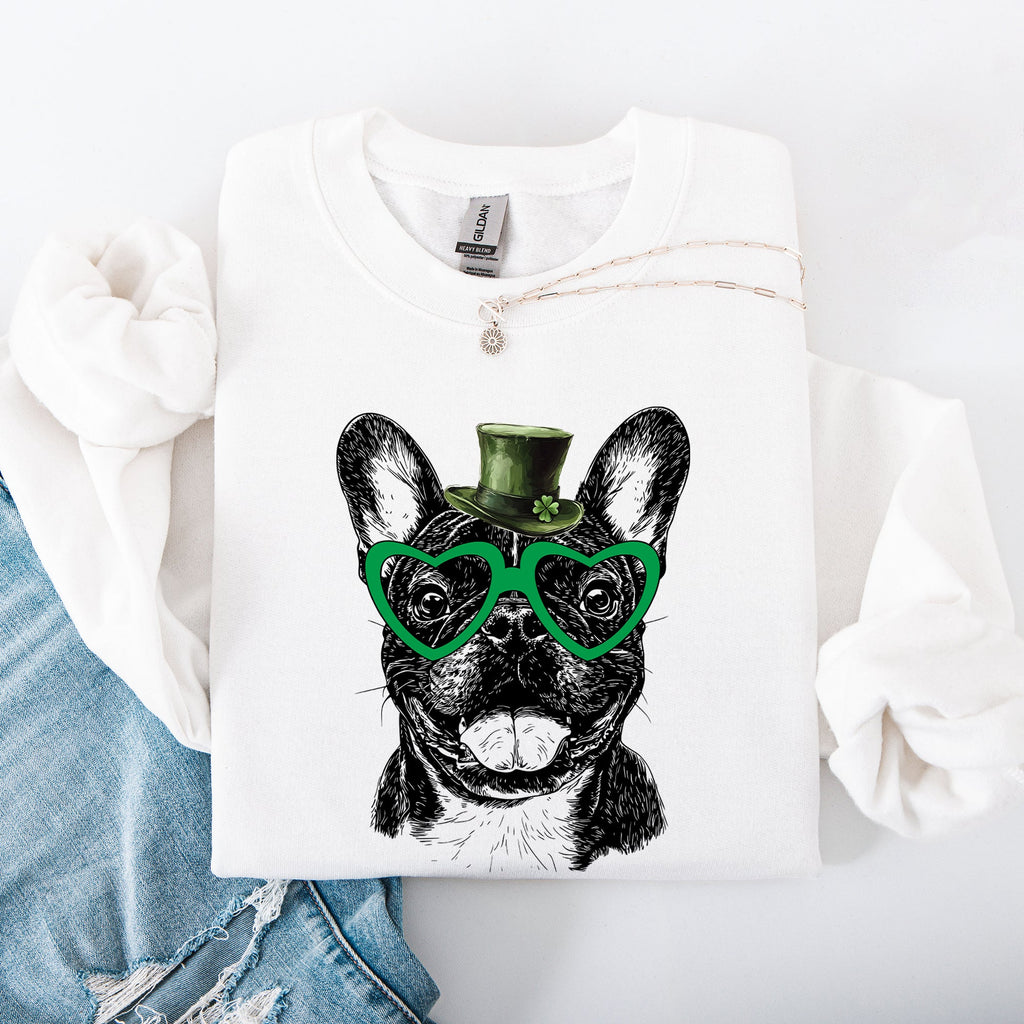 Frenchie, French Bulldog, Adorable Dog, St Patrick's Day, Lucky, Irish Sweatshirt
