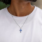 Gemstone Cross Pendant - Sapphire