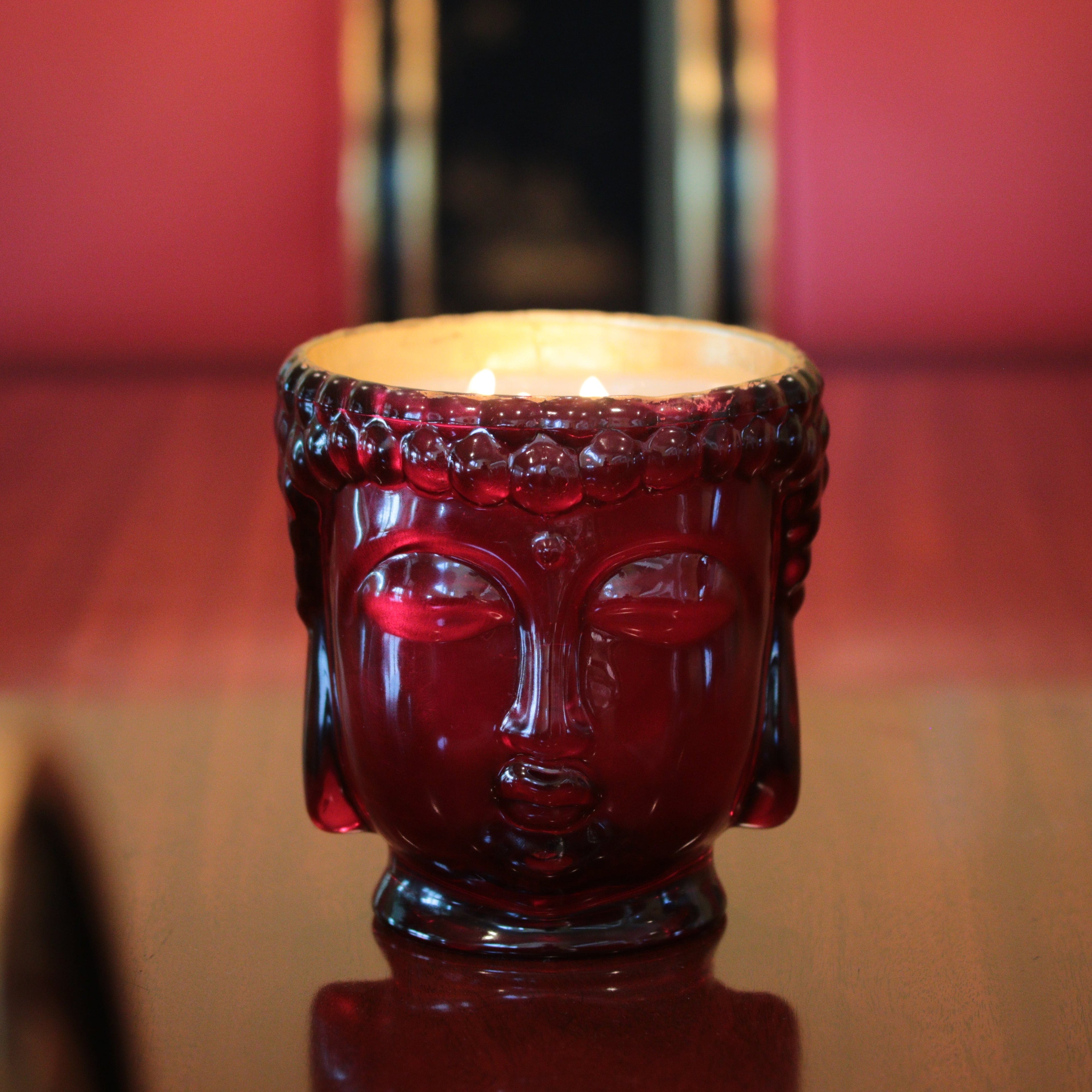24K Gold Ruby Red Glass Buddha Royale Candle