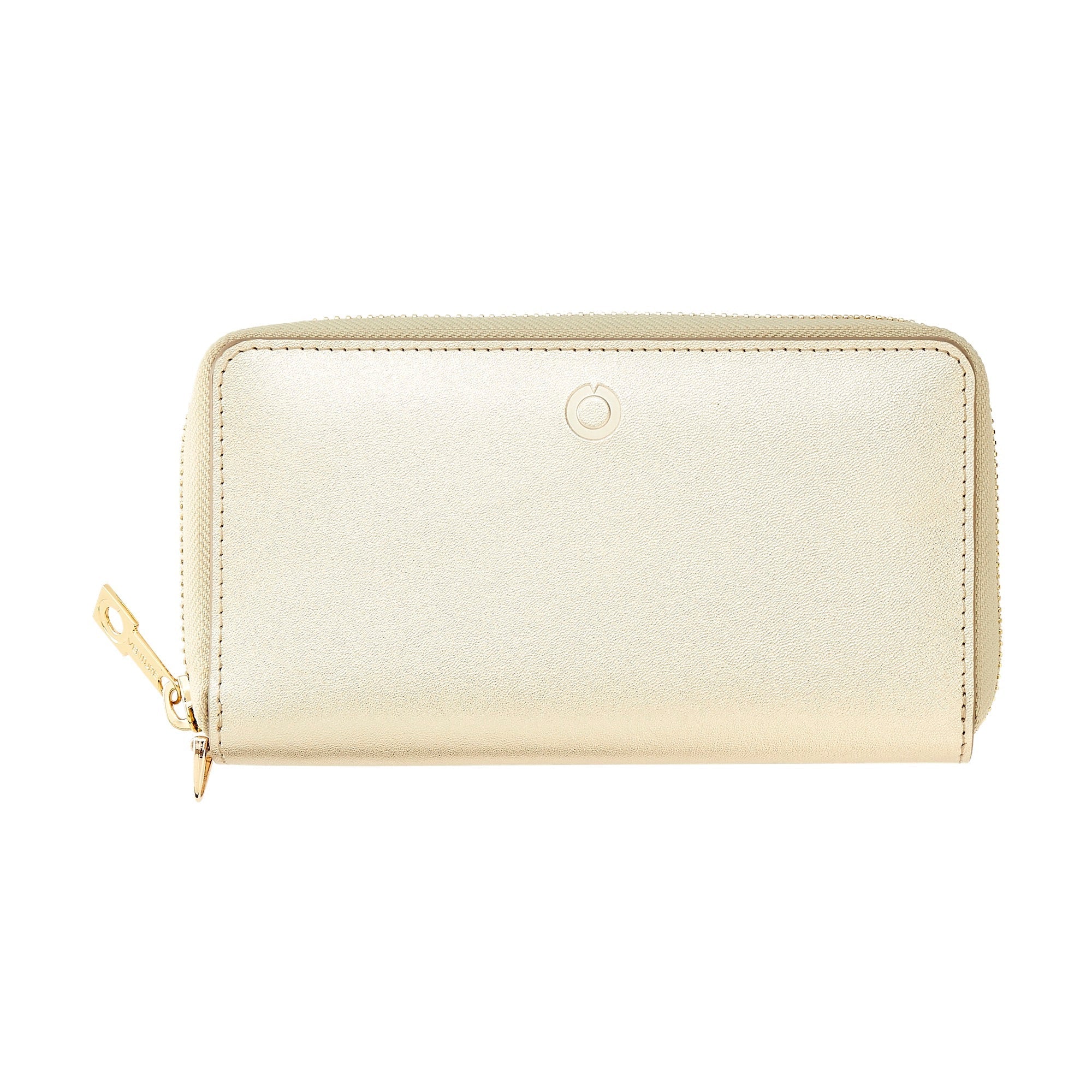 Zip Around Leather Wallet — Gold