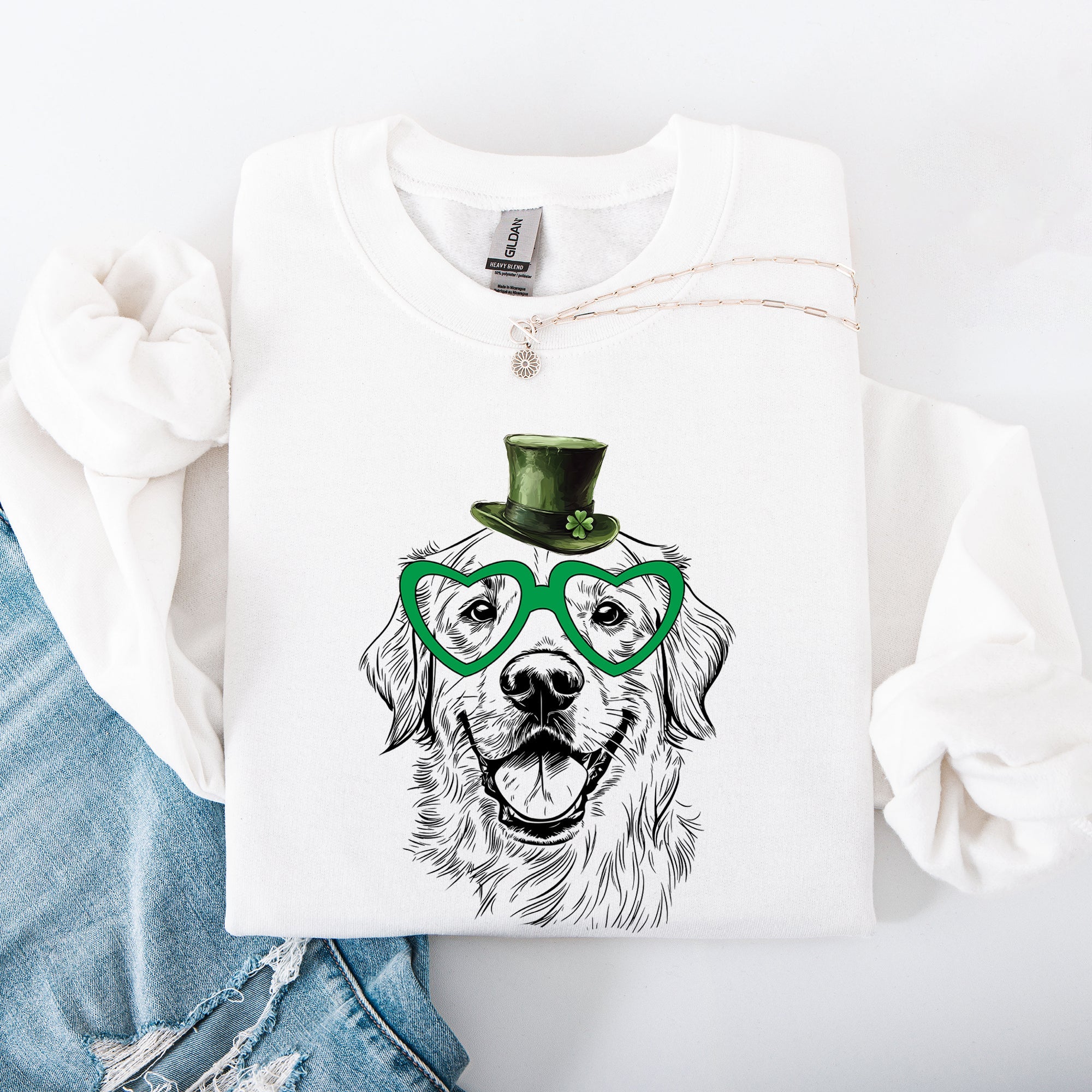 Golden Retriever, Adorable Dog, St Patrick's Day, Lucky, Irish Sweatshirt