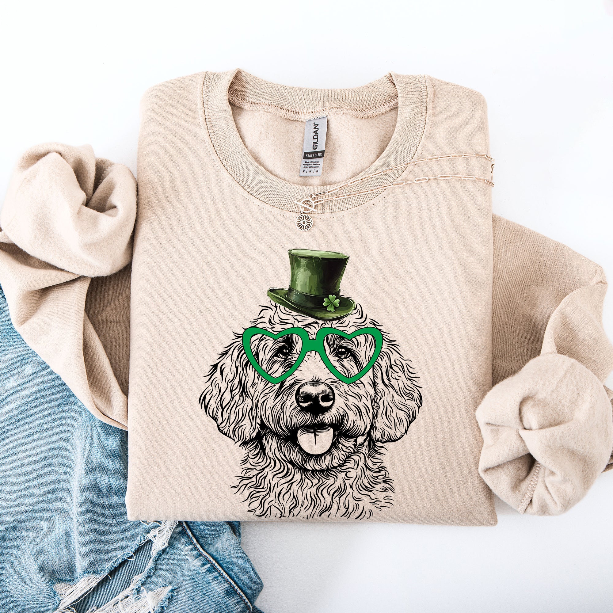 Goldendoodle, Adorable Dog, St Patrick's Day, Lucky, Irish Sweatshirt